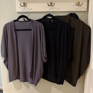 3 Lock and love short sleeve cardigans. minimal wear. M. green black grey